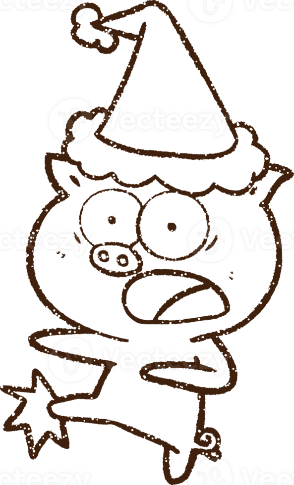 Christmas Pig Charcoal Drawing png
