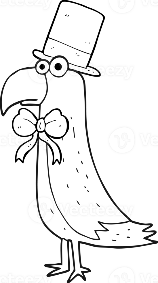 drawn black and white cartoon posh parrot png