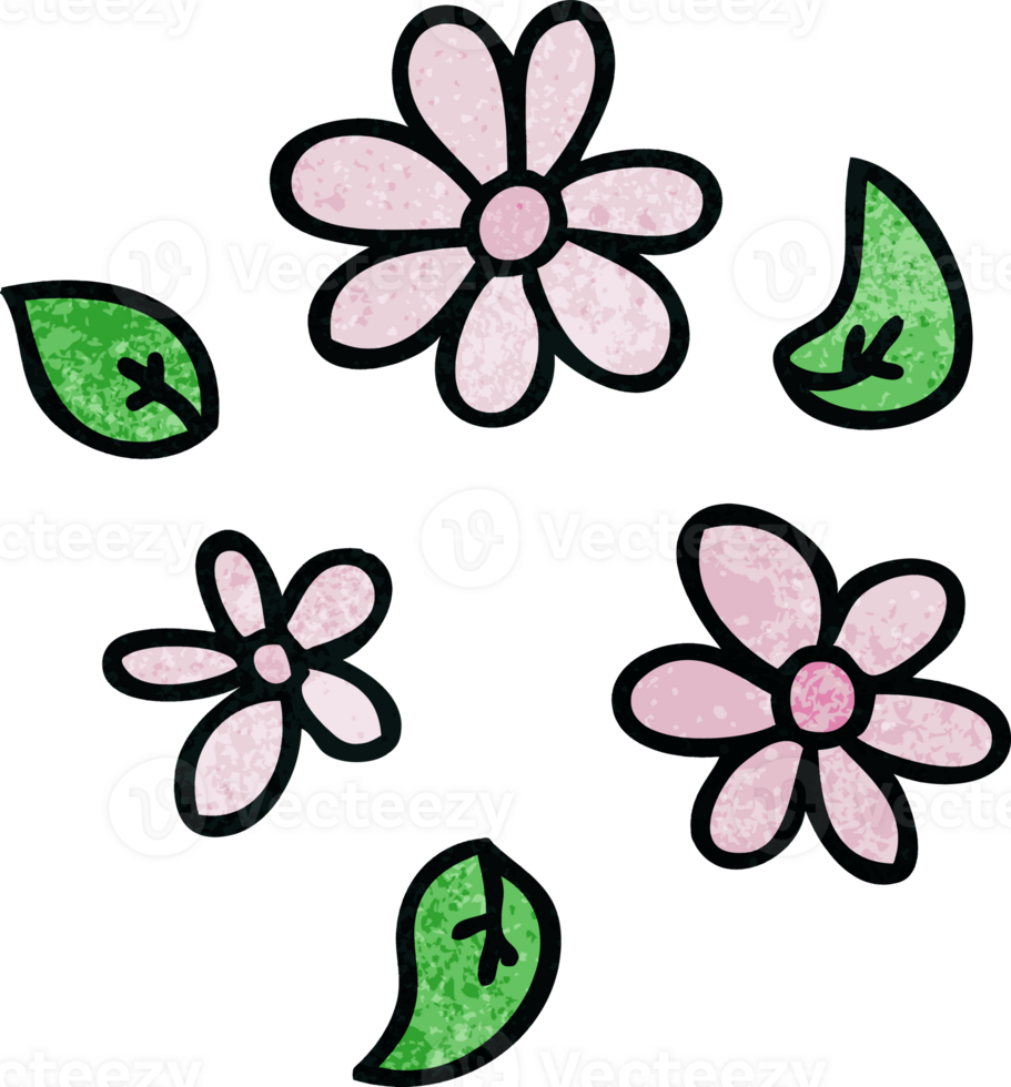 hand drawn quirky cartoon flowers png
