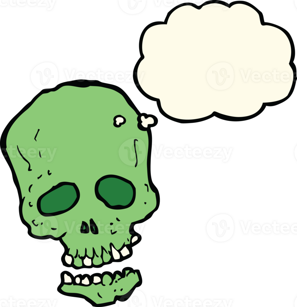 cartoon skull with thought bubble png