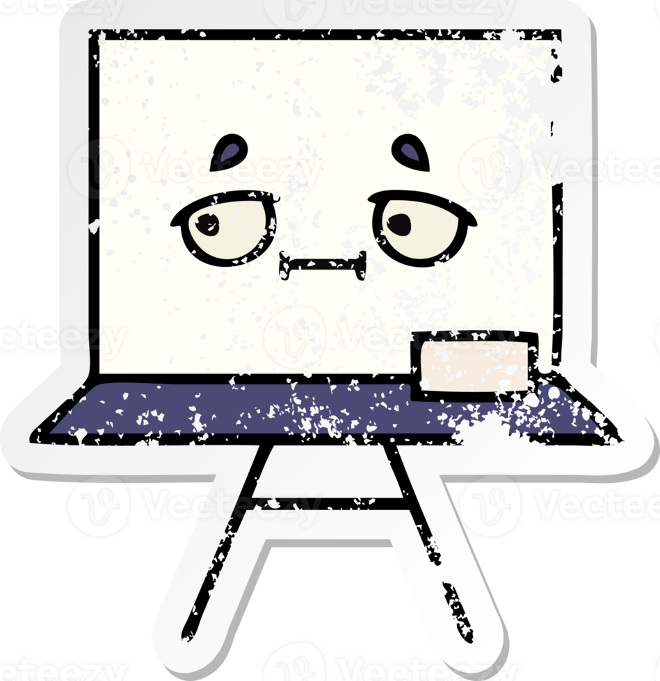 distressed sticker of a cute cartoon white board png