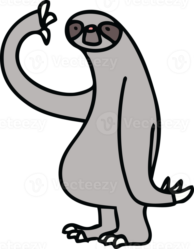 hand drawn quirky cartoon sloth png