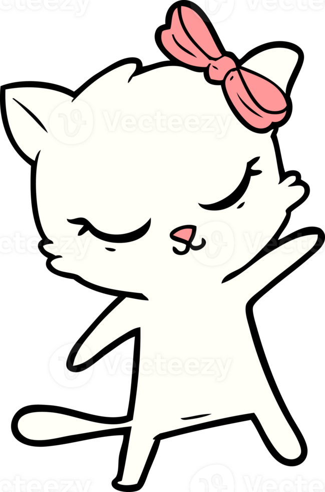 cute cartoon cat with bow png