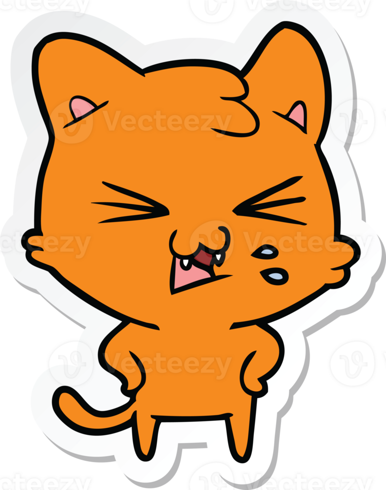 sticker of a cartoon hissing cat png
