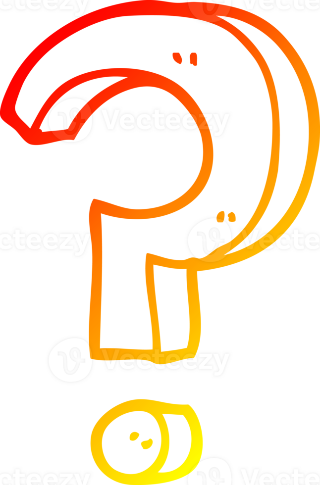 warm gradient line drawing of a cartoon question mark png