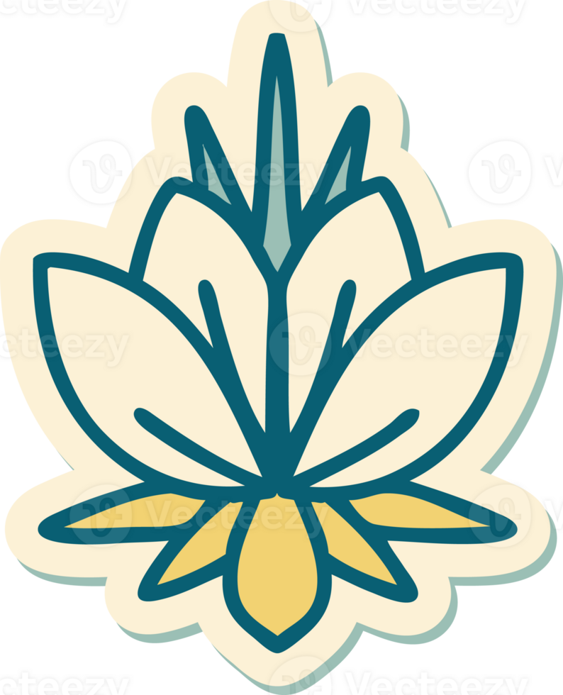 sticker of tattoo in traditional style of a water lily png