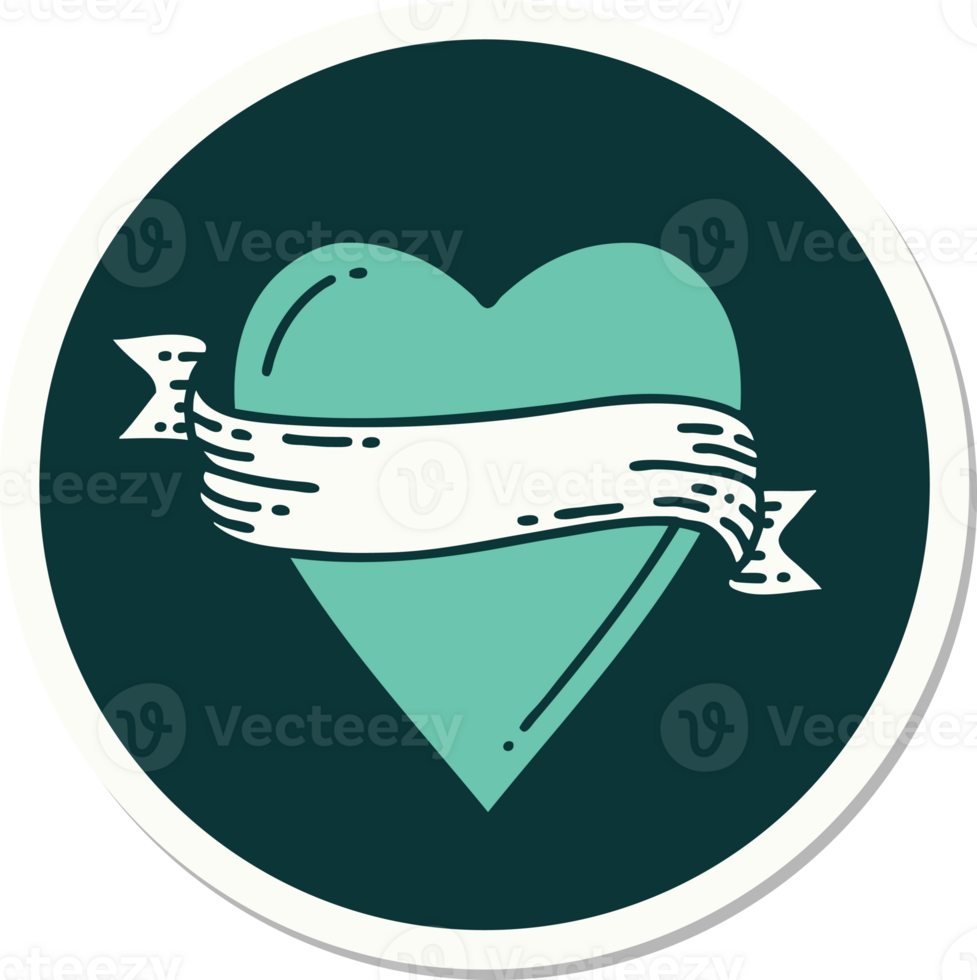 sticker of tattoo in traditional style of a heart and banner png