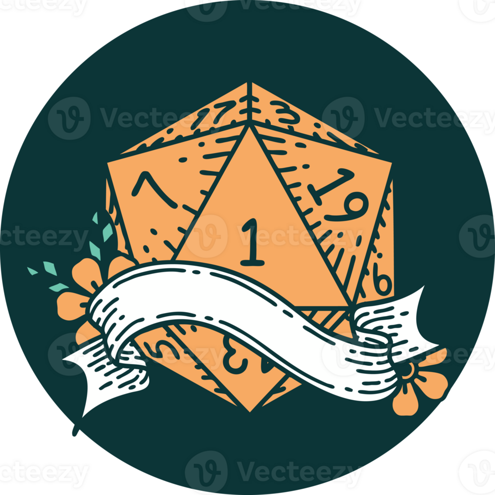 icon of natural one d20 dice roll png
