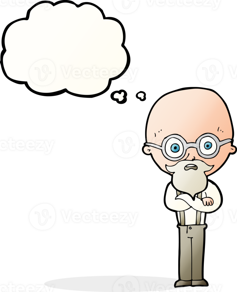 cartoon annoyed old man with thought bubble png