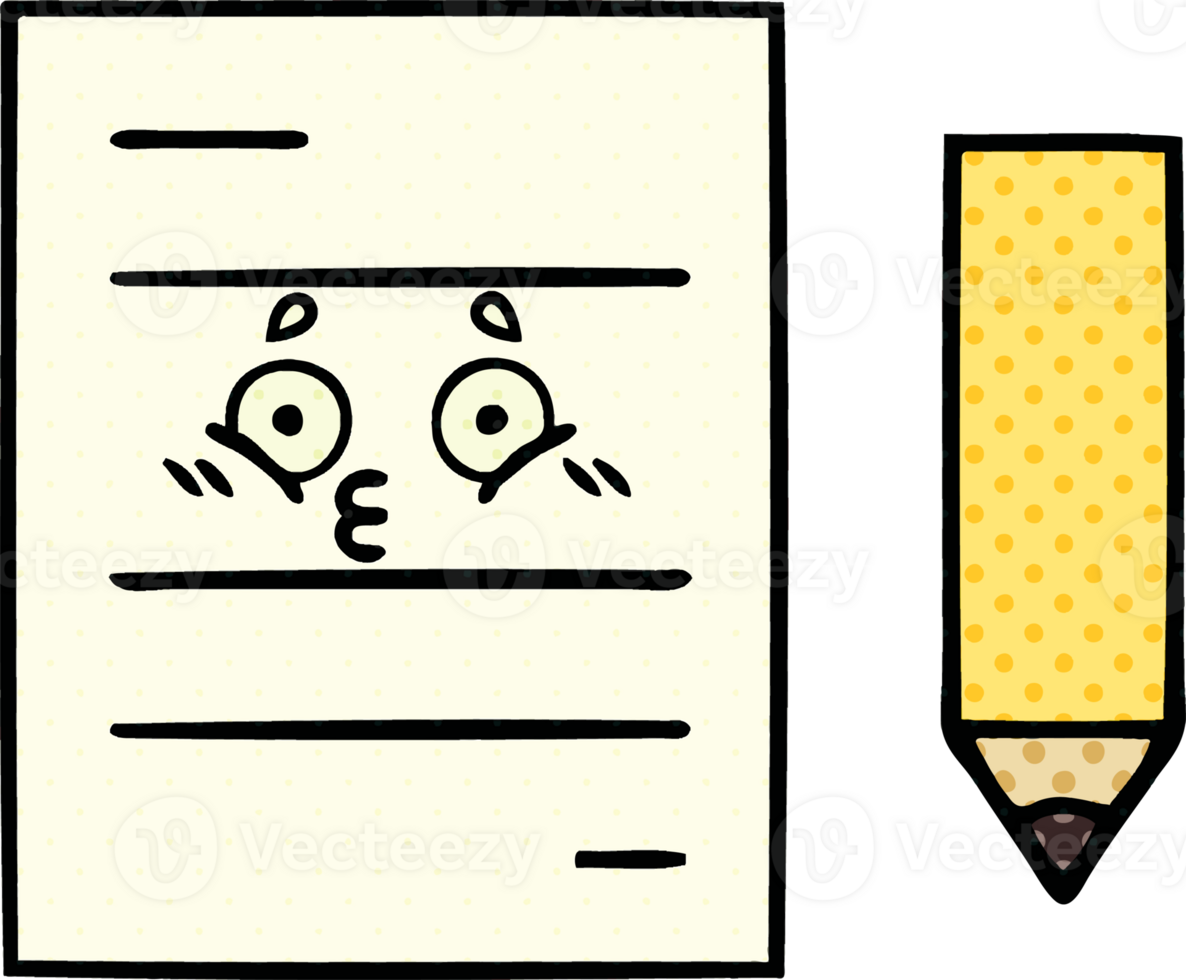 comic book style cartoon of a test paper png
