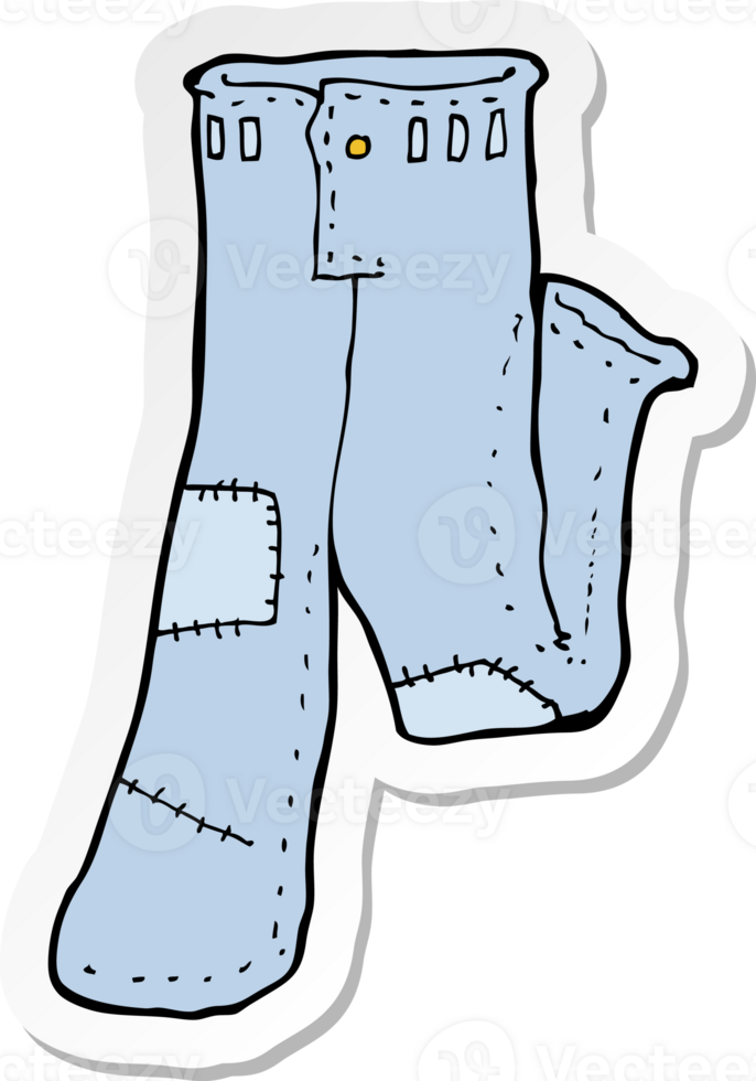 sticker of a cartoon patched old jeans png
