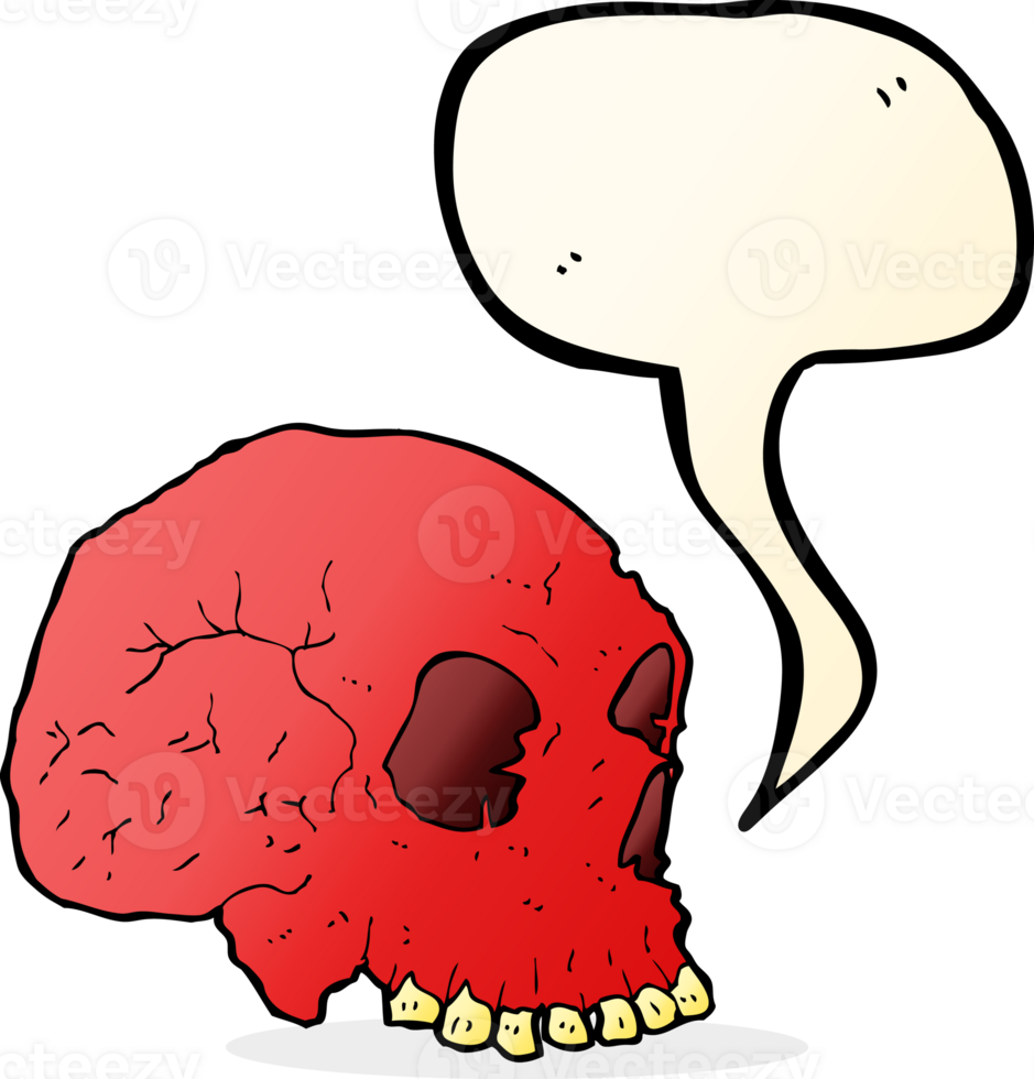 cartoon spooky skull with speech bubble png