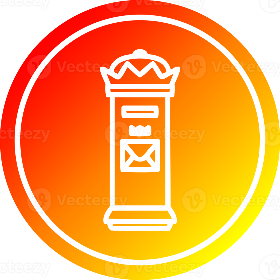 British postbox circular icon with warm gradient finish png