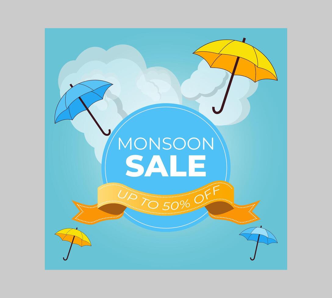 monsoon season sale banner vector