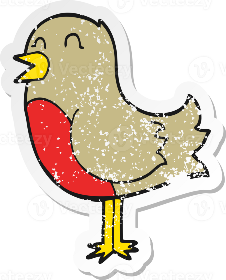 distressed sticker of a cartoon bird png
