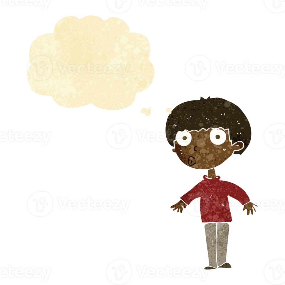 cartoon surprised boy with thought bubble png