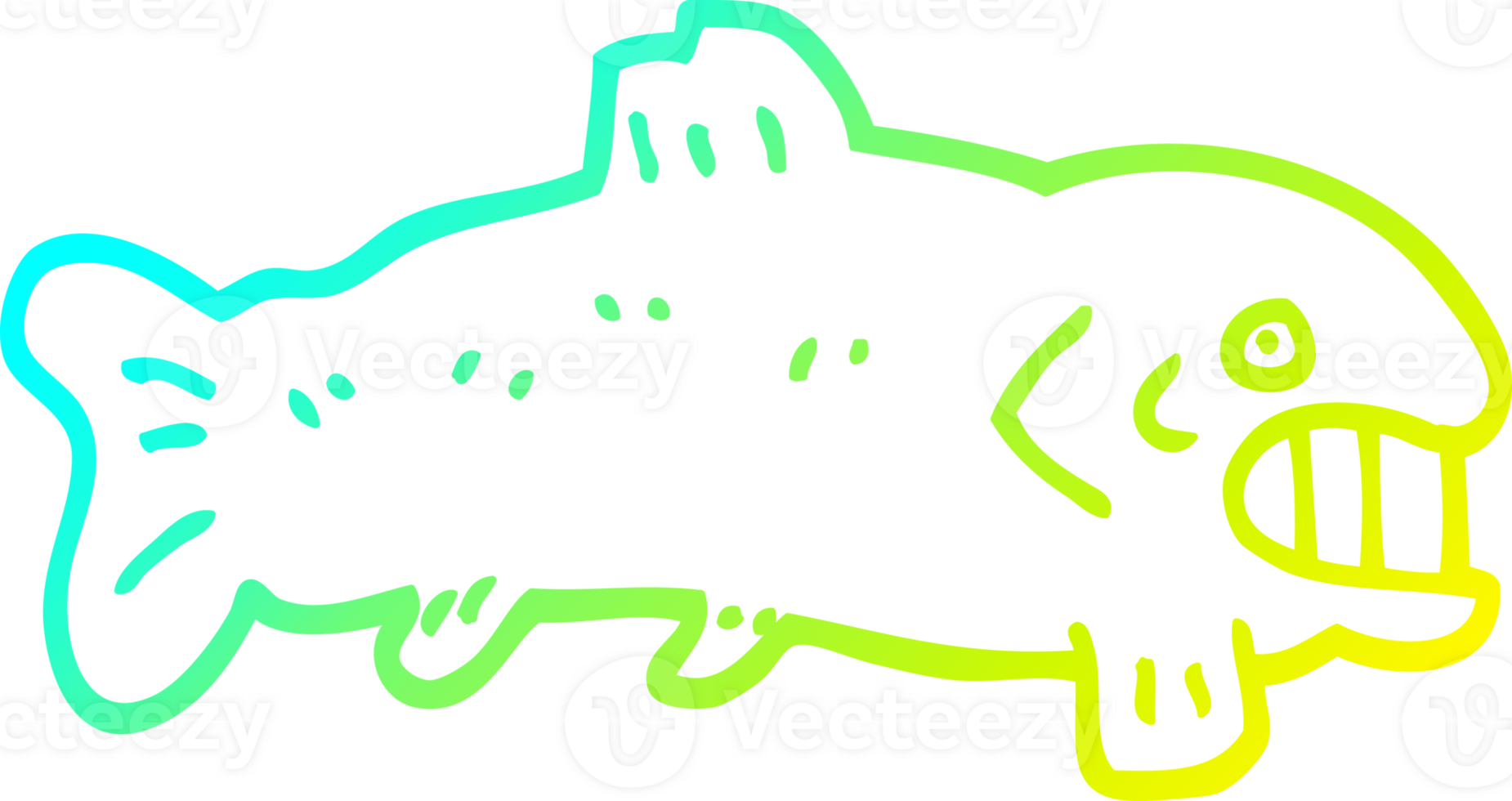 cold gradient line drawing of a cartoon large fish png