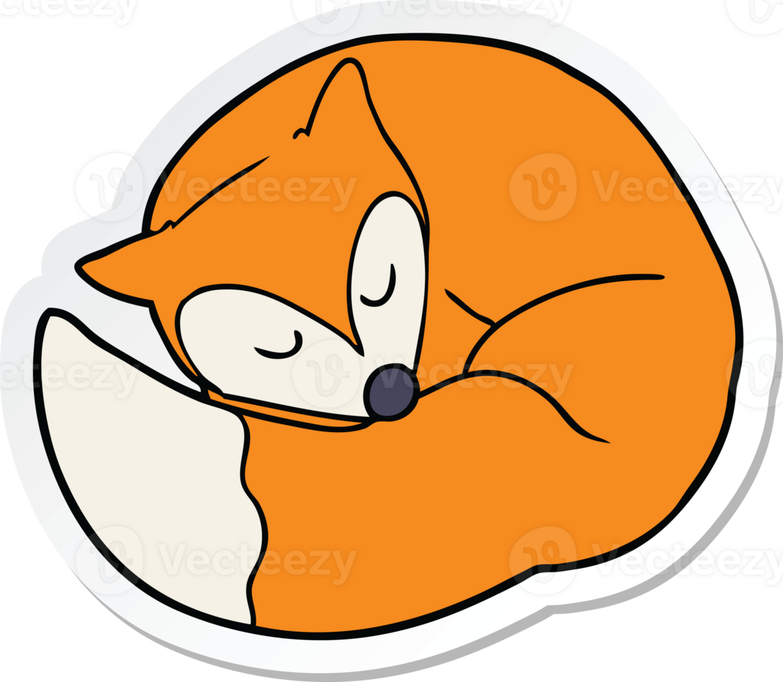 sticker of a cartoon sleeping fox png