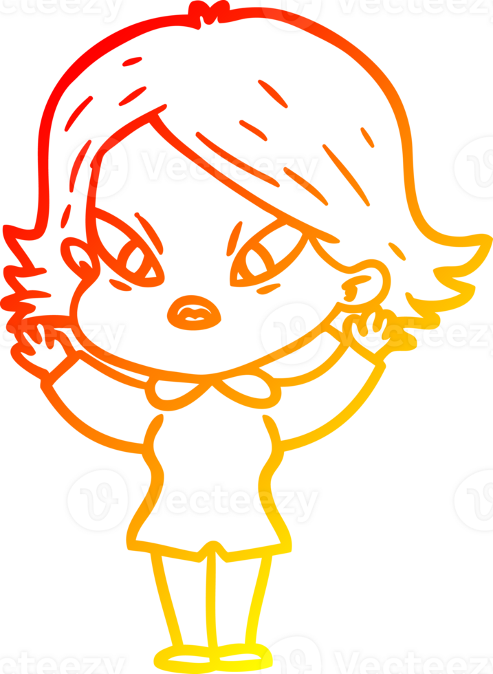 warm gradient line drawing of a cartoon stressed woman png