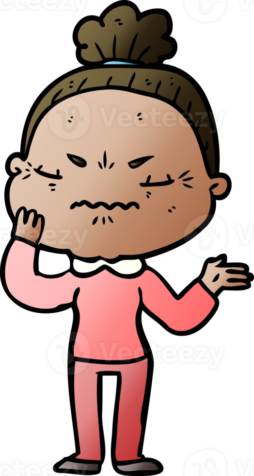 cartoon annoyed old lady png