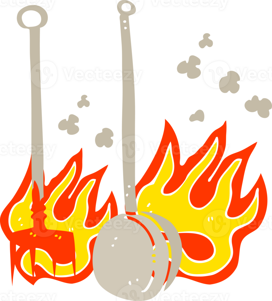 flat color illustration of hot fireside tools png