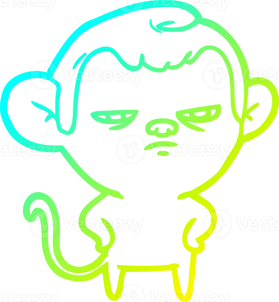cold gradient line drawing of a cartoon monkey png