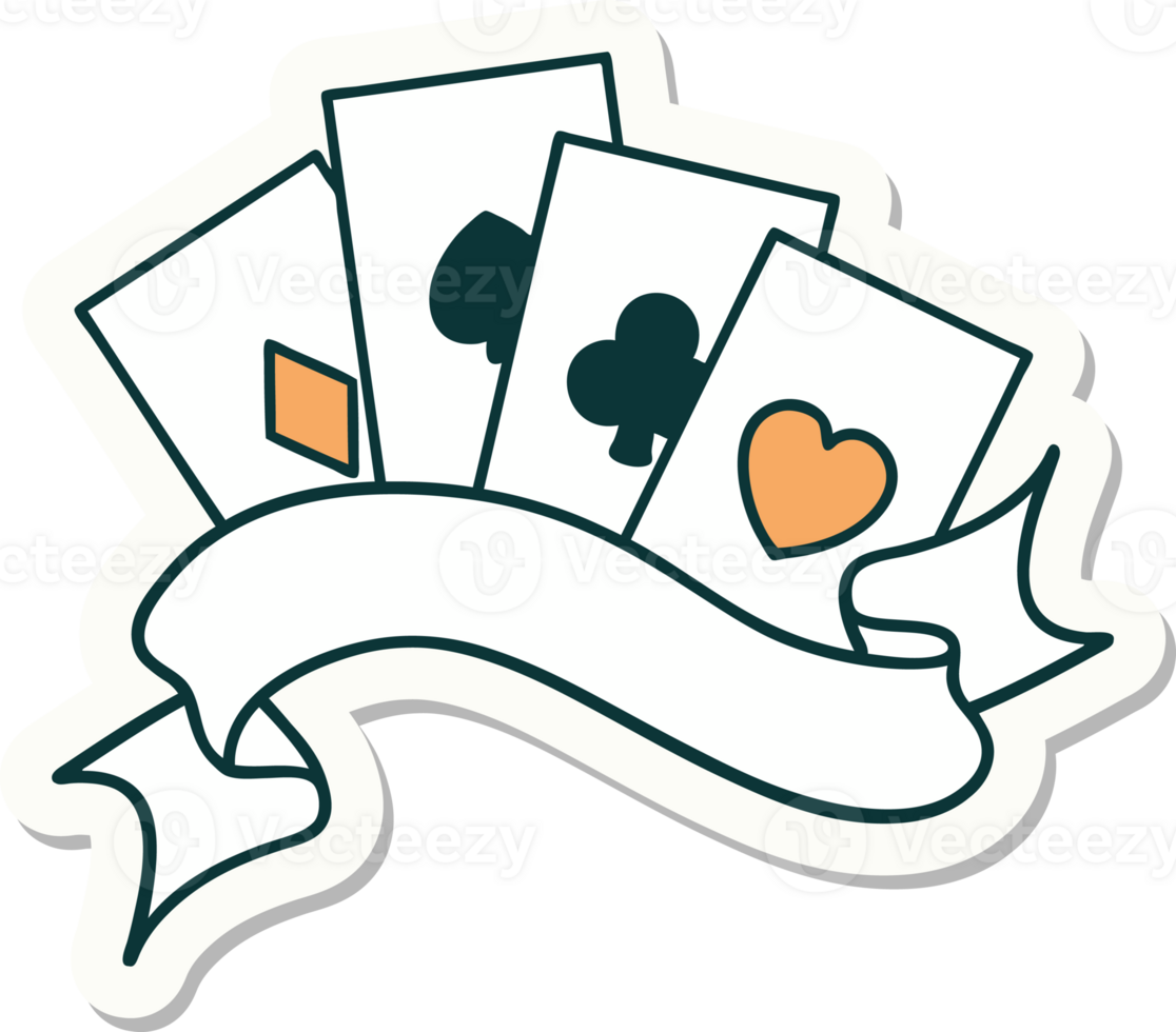 sticker of tattoo in traditional style of cards and banner png