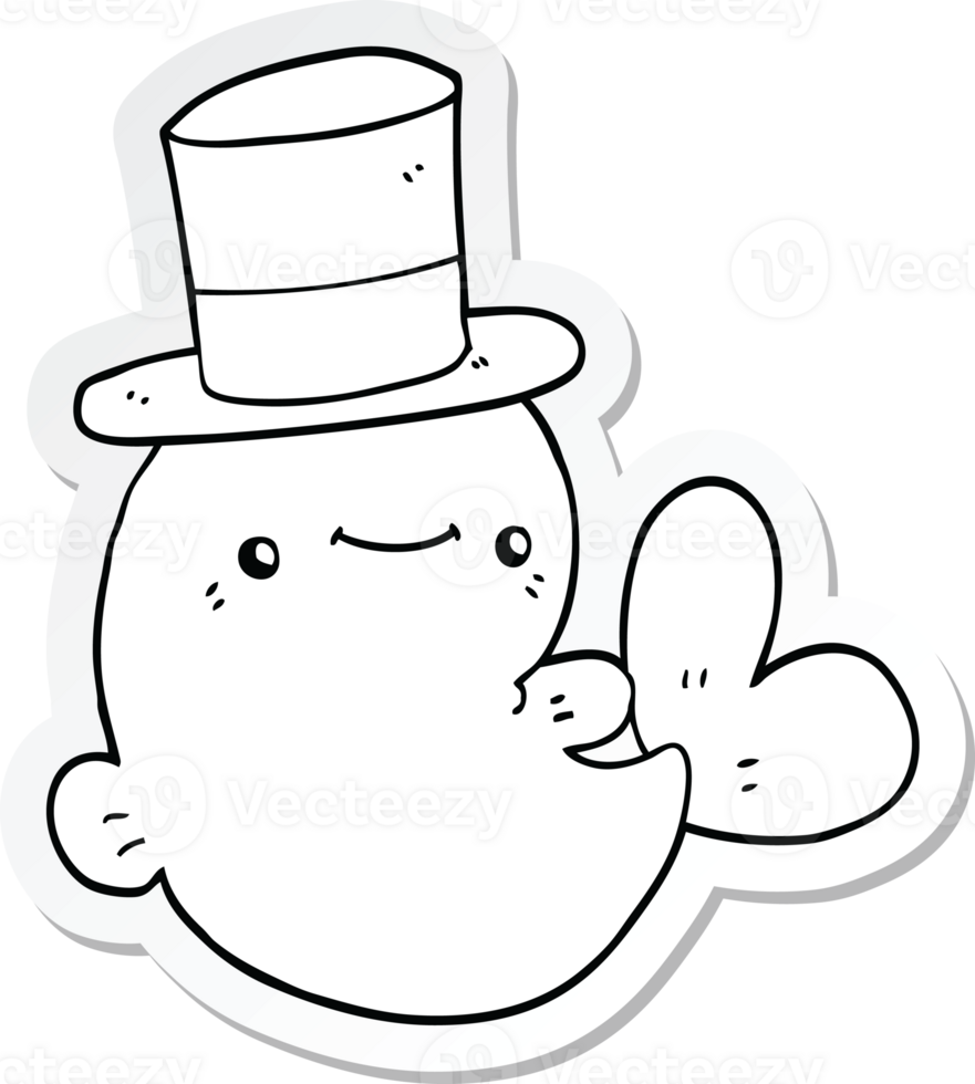 sticker of a cute cartoon whale wearing top hat png