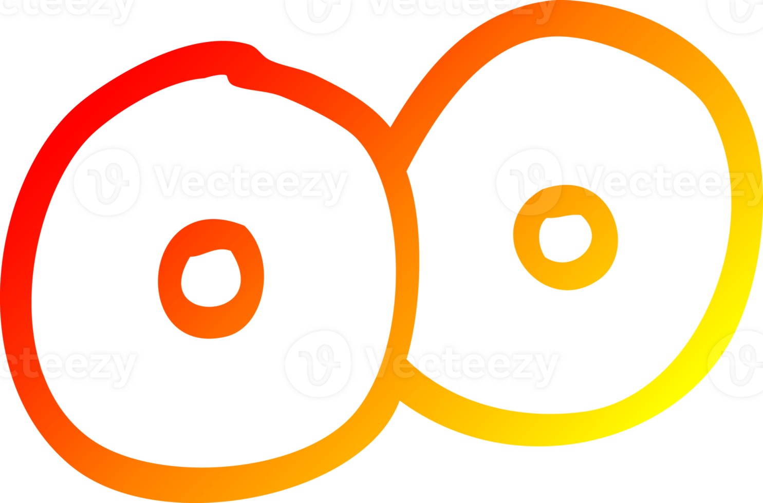 warm gradient line drawing of a cartoon staring eyes png