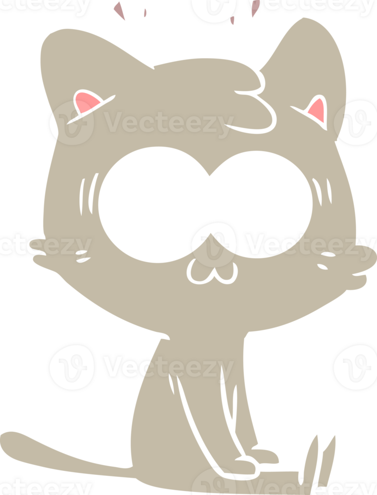 flat color style cartoon surprised cat png