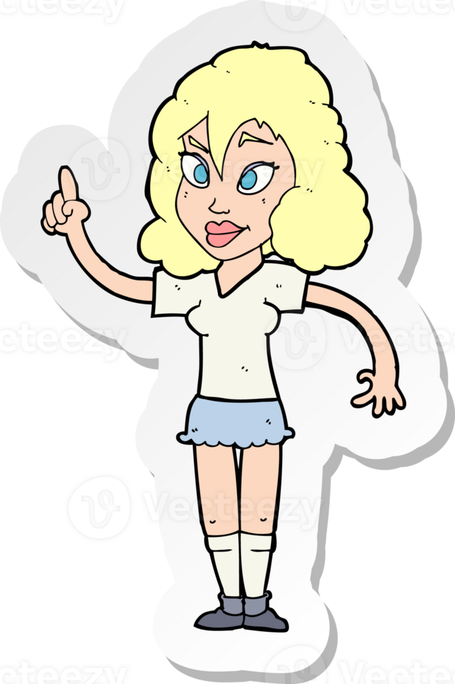 sticker of a cartoon pretty woman with idea png