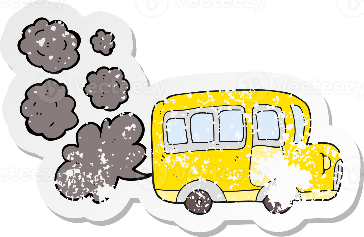 retro distressed sticker of a cartoon yellow school bus png