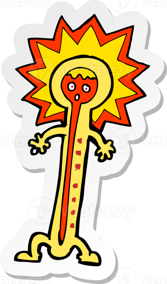 sticker of a cartoon hot thermometer png