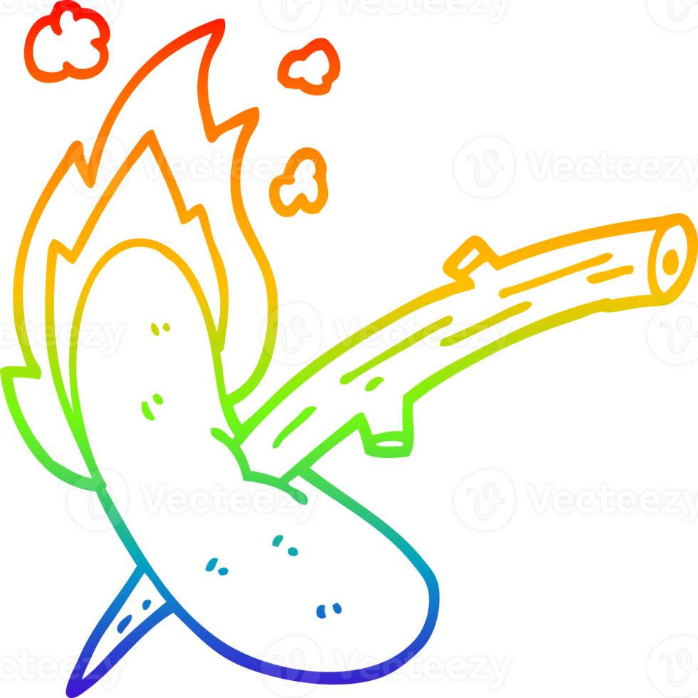 rainbow gradient line drawing of a cartoon hot dog png