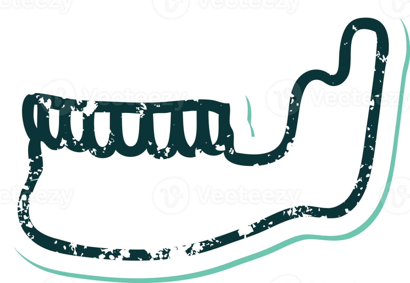 iconic distressed sticker tattoo style image of a skeleton jaw png
