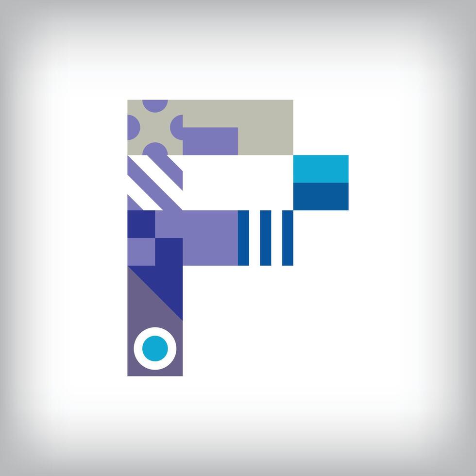 Creative letter P logo design with geometric shapes. Creative educational colorful graphics. vector