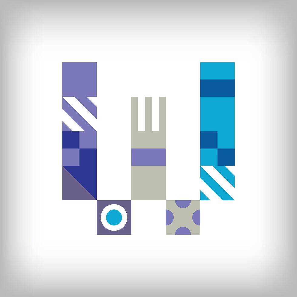 Creative letter W logo design with geometric shapes. Creative educational colorful graphics. vector