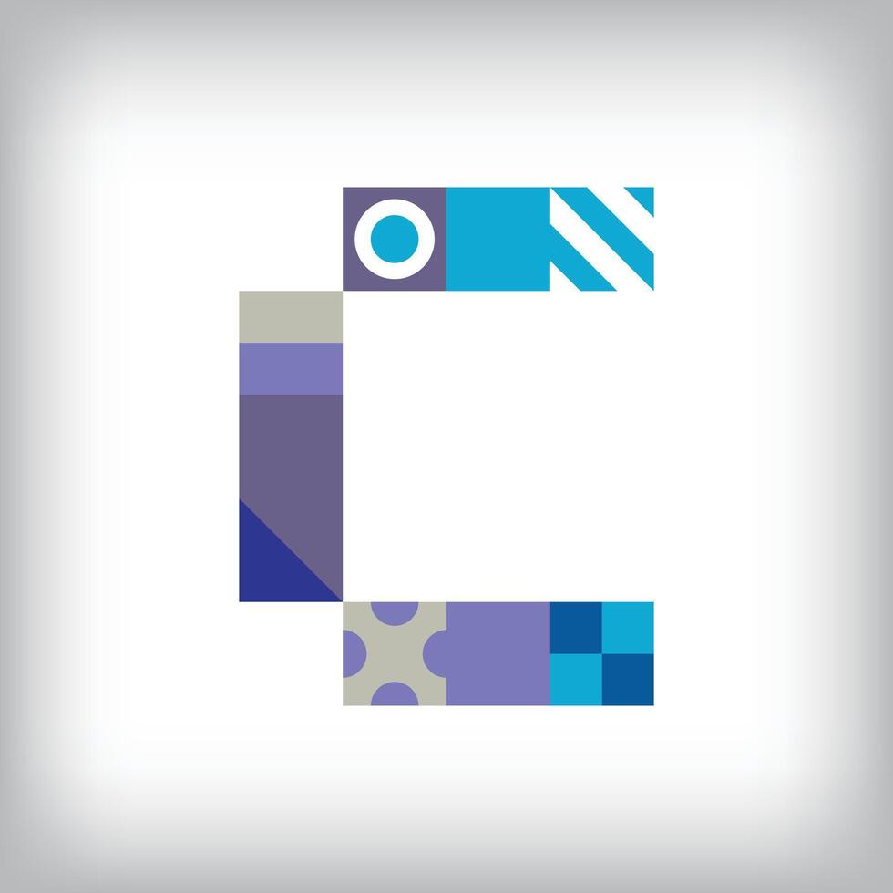 Creative letter C logo design with geometric shapes. Creative educational colorful graphics. vector