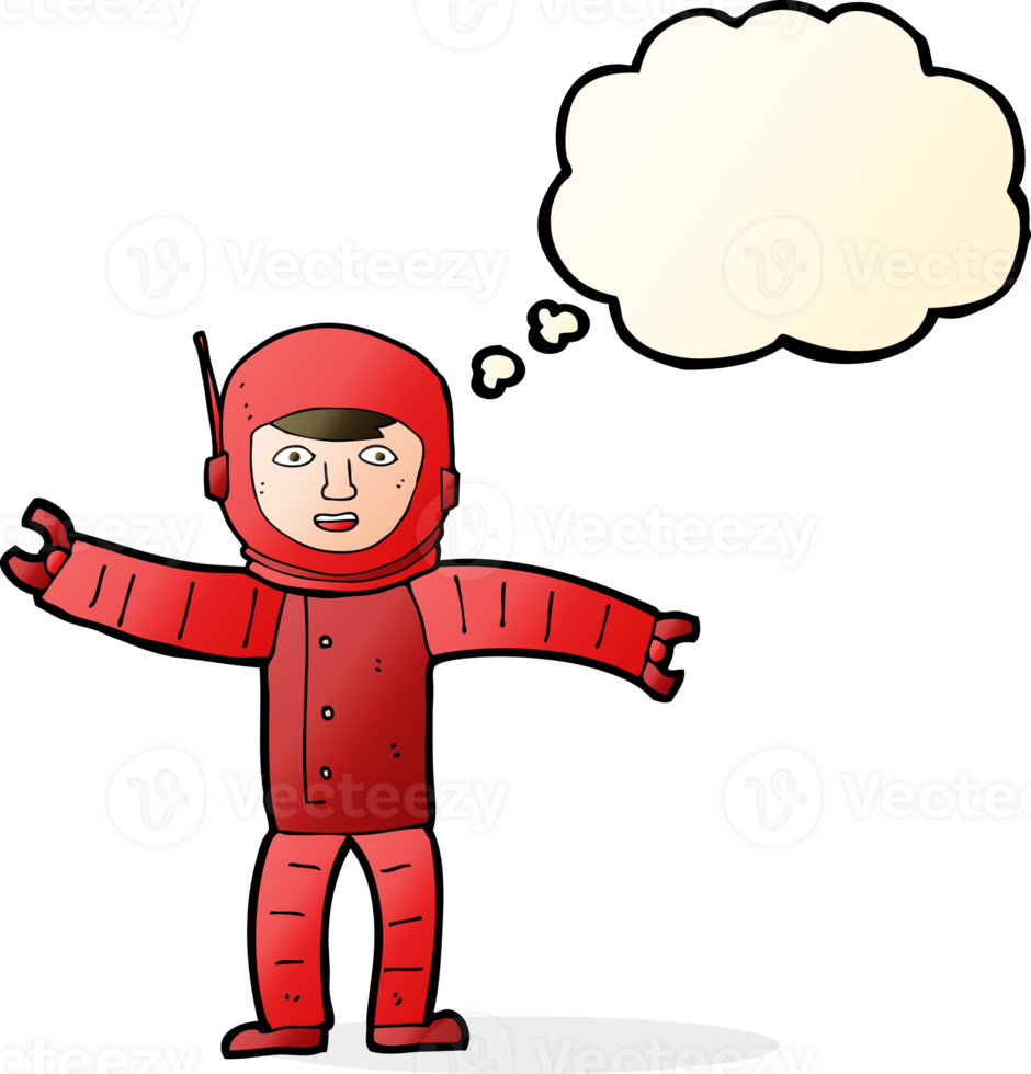 cartoon space man with thought bubble png