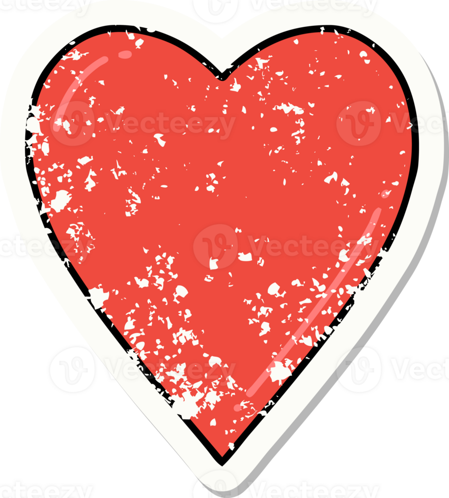 distressed sticker tattoo in traditional style of a heart png