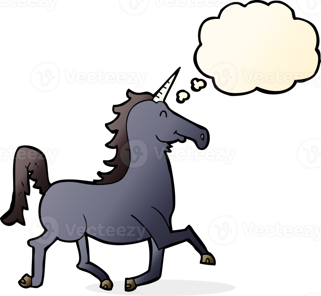 cartoon unicorn with thought bubble png