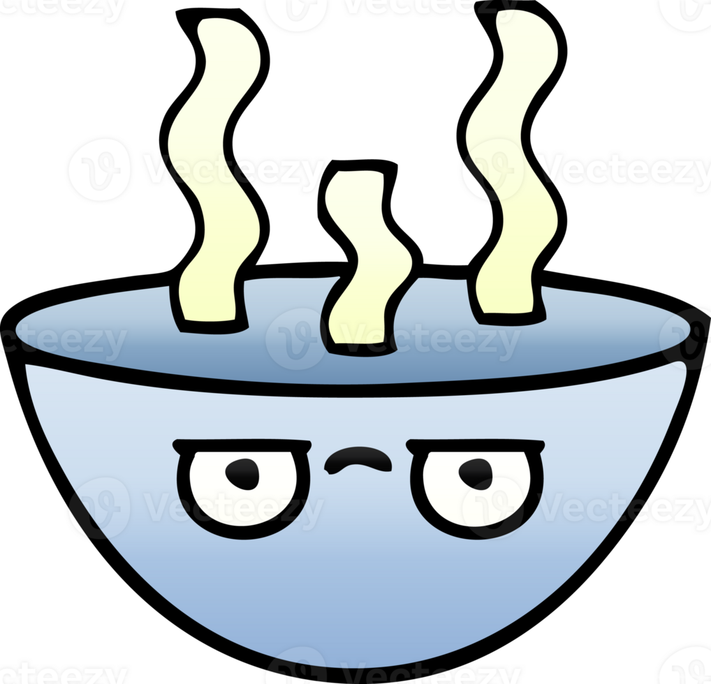 gradient shaded cartoon of a bowl of hot soup png