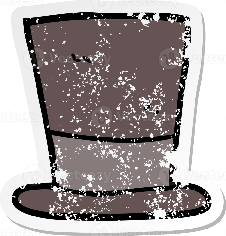 retro distressed sticker of a cartoon top hat png
