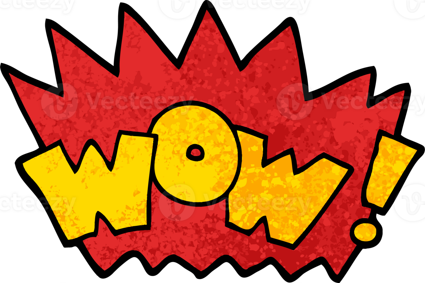 grunge textured illustration cartoon word wow png