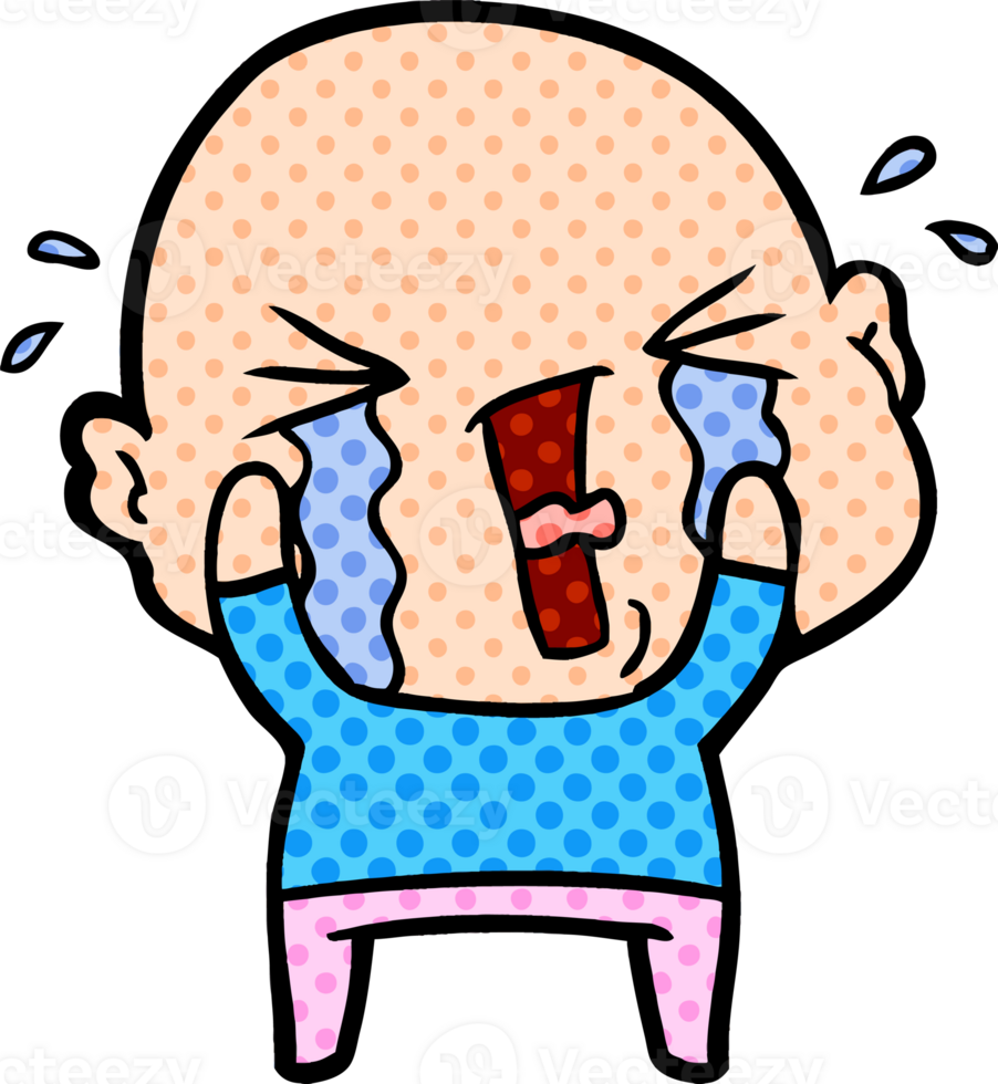 cartoon crying bald man png
