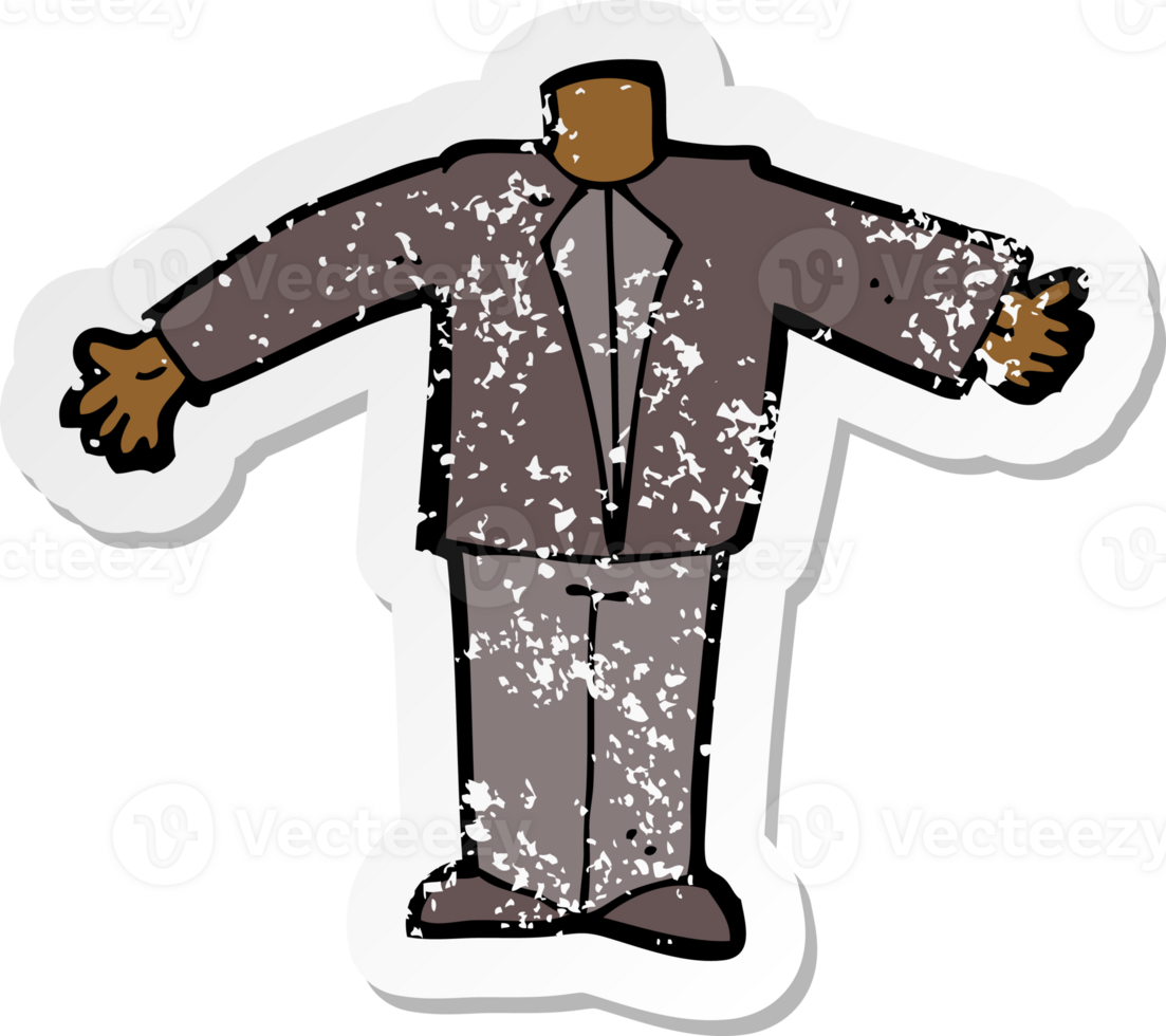 retro distressed sticker of a cartoon body in suit png