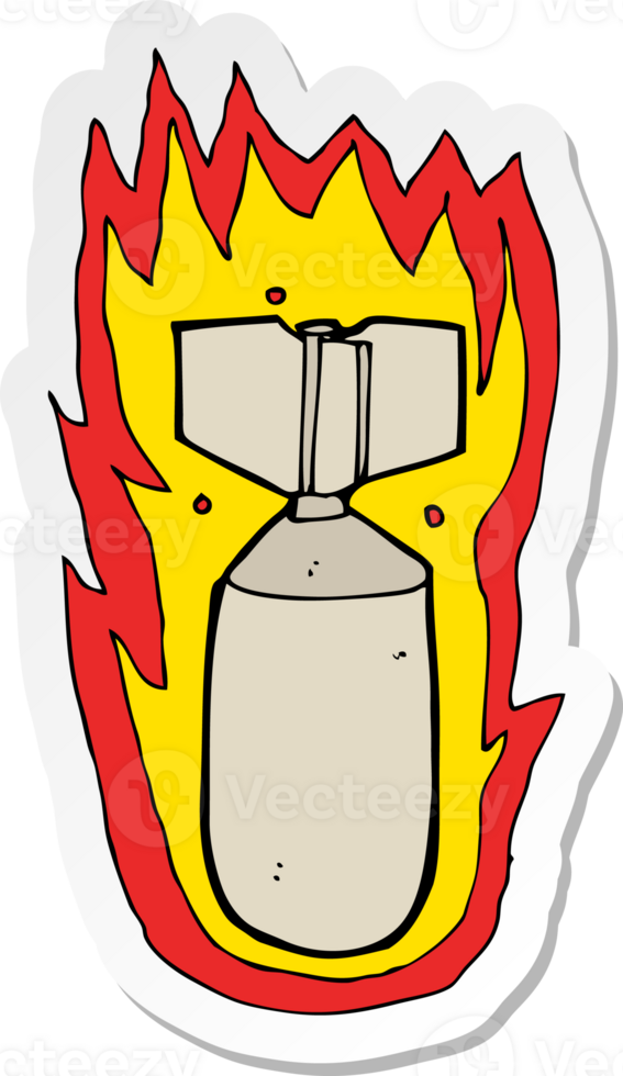 sticker of a cartoon flaming bomb png