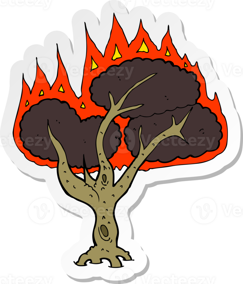 sticker of a cartoon burning tree png