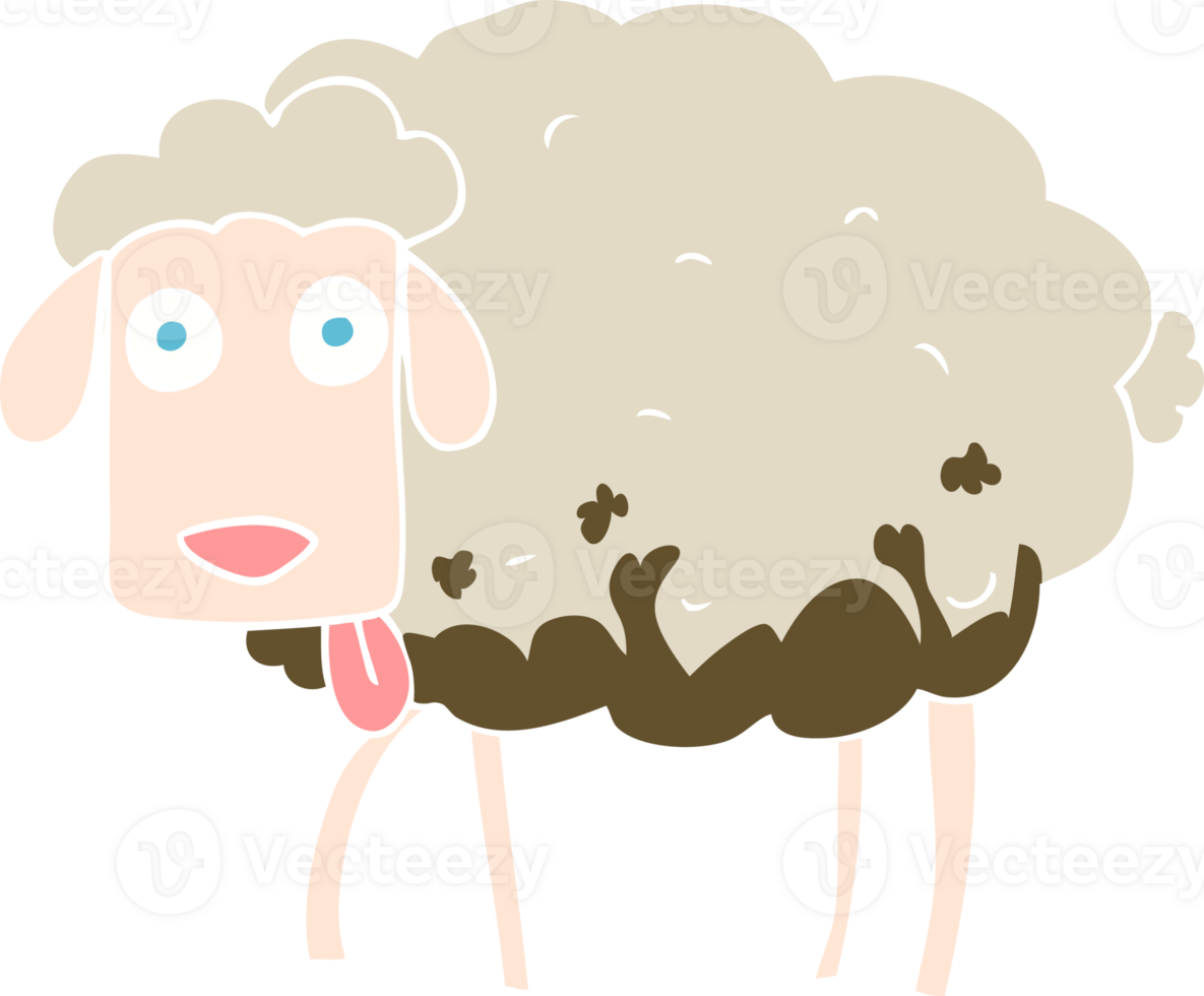 flat color illustration of muddy sheep png