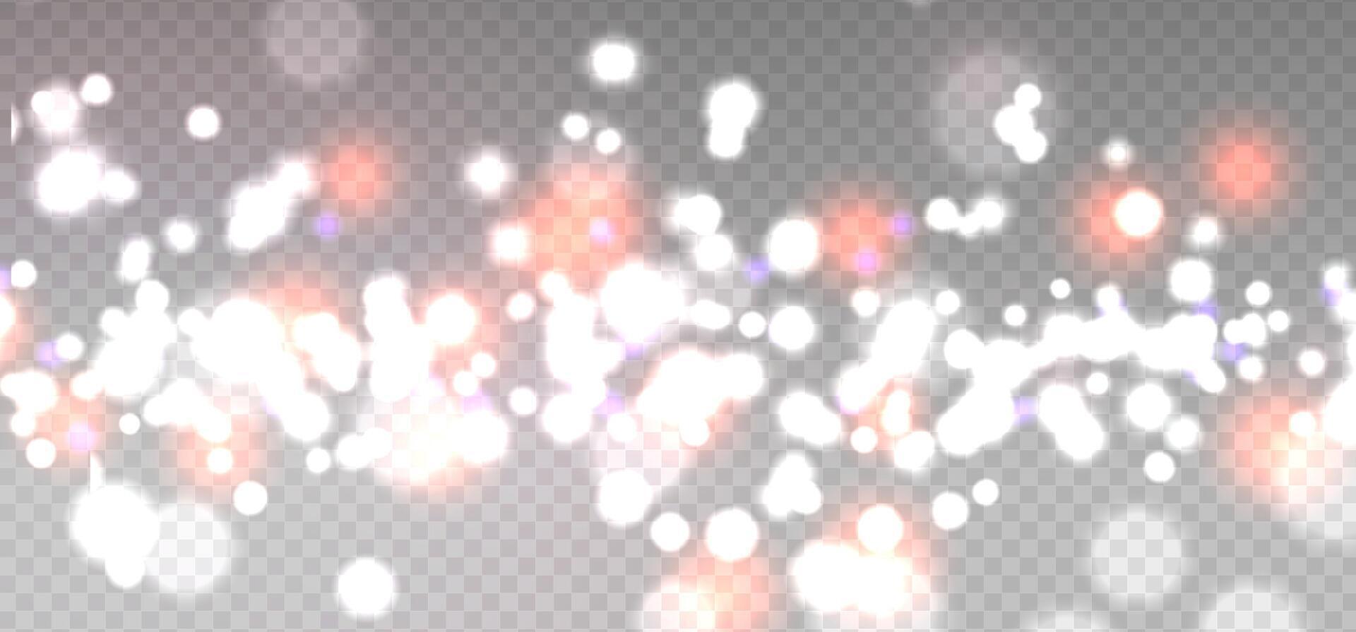 Holiday glitter lights overlay image, glitter defocused abstract sparkle Lights and Stars for Christmas cards, photos and Backgrounds. illustration. vector